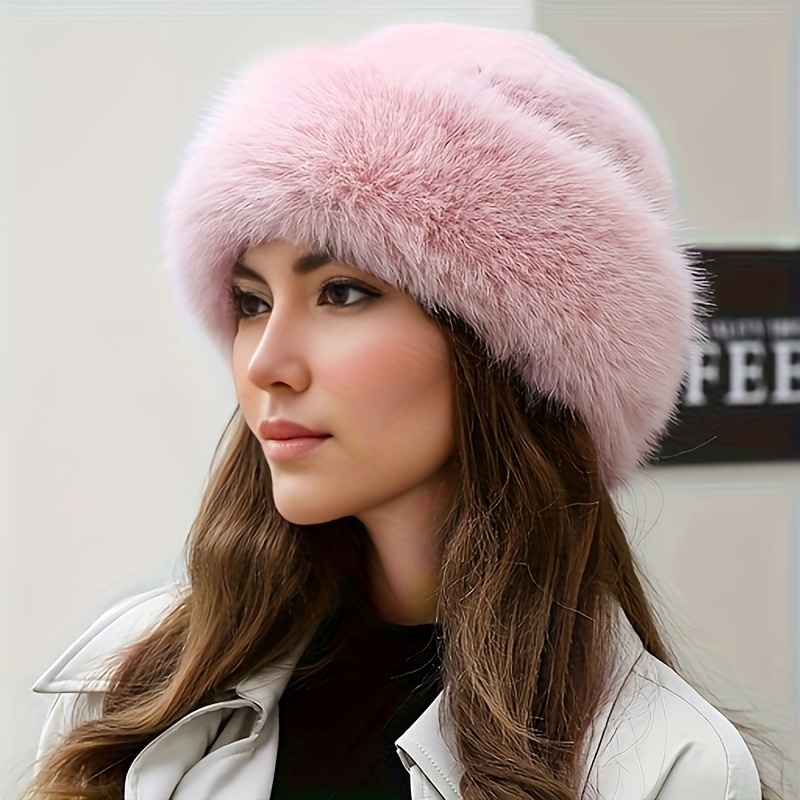 Women's Winter Fuzzy Faux Fur Bucket Hat Slouchy Warm Fisherman Hats for  Women Warm Cap Bucket Hat Ladies Pink Fishing Hat Girls Fishing Hat Women