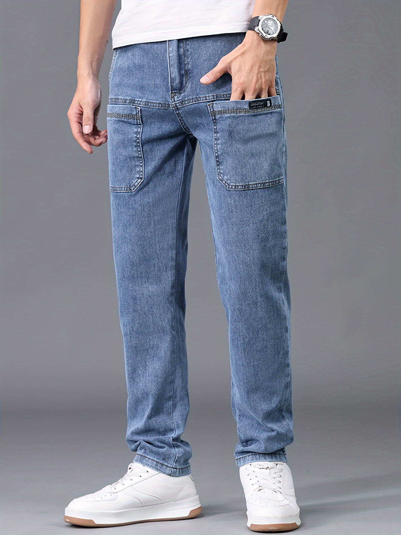 Men's Loose Fit Tapered Jeans Men's Casual Street Style - Temu