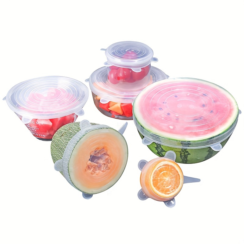 Silicone Stretch Lids Reusable, 6 pack Round, Food Storage Silicone Lids  Cover for Container Bowl Cup Pot Pan Dish Can, Freezer Microwave and  Dishwasher Safe, Keep Fresh 