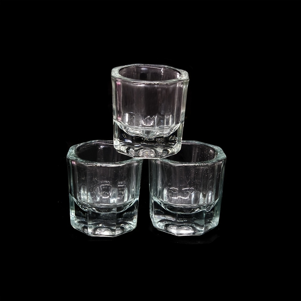 Image of Set Of 3 Mini Glass Crystal Cups For Nail Art - Dappen Dish Bowls For Acrylic , For Nail Art Additions