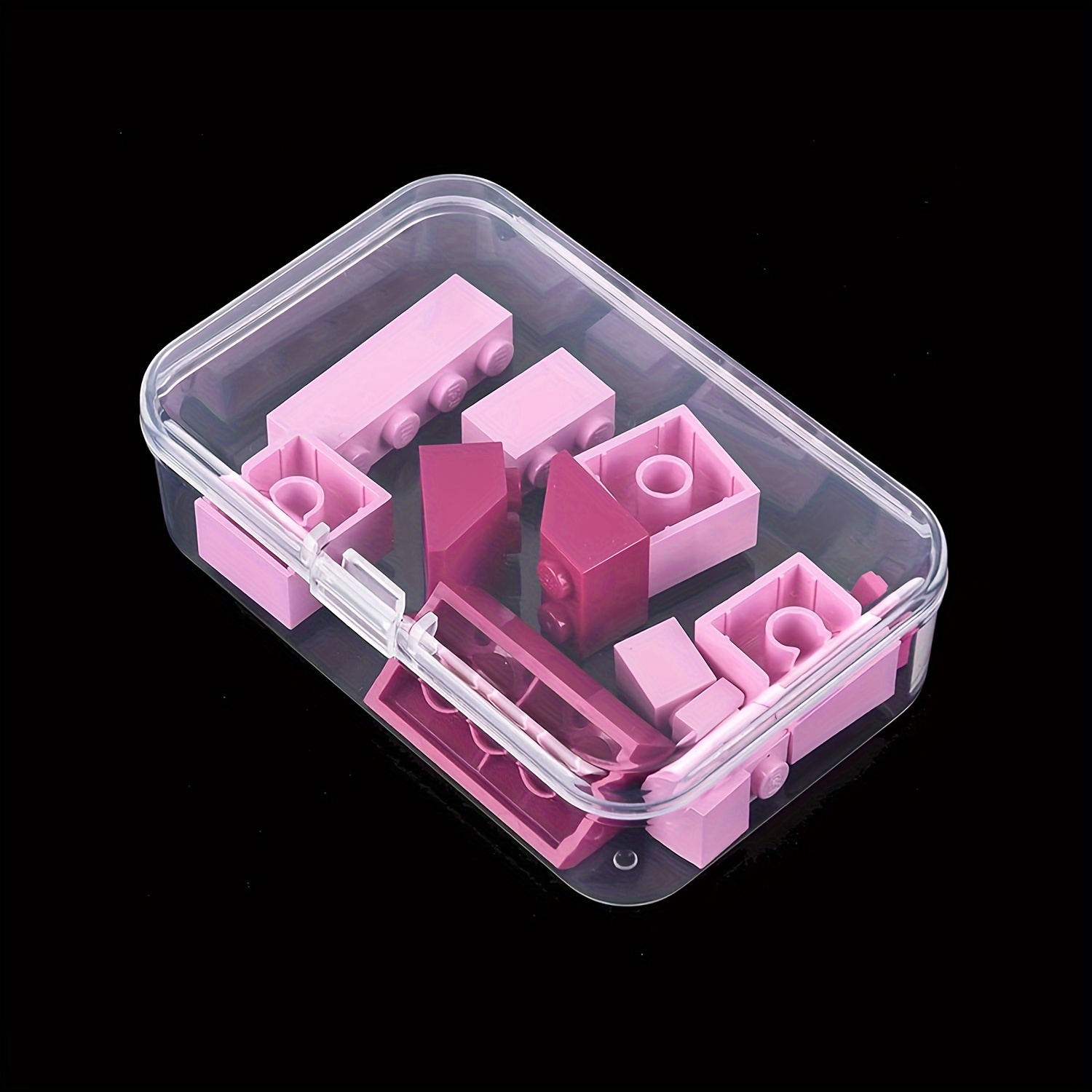 1 2pcs Plastic Clear Storage Box With 6 Compartments Portable