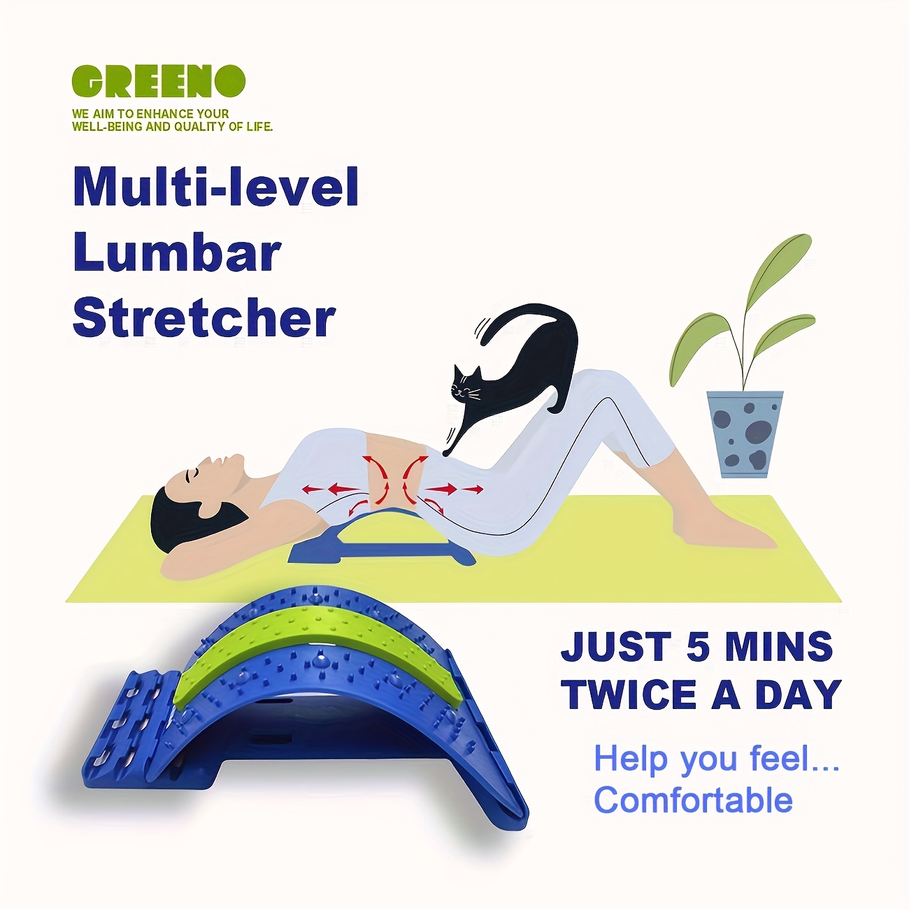 Greeno Lower Back Stretcher 4 Adjustment Multi Level Lumbar - Temu