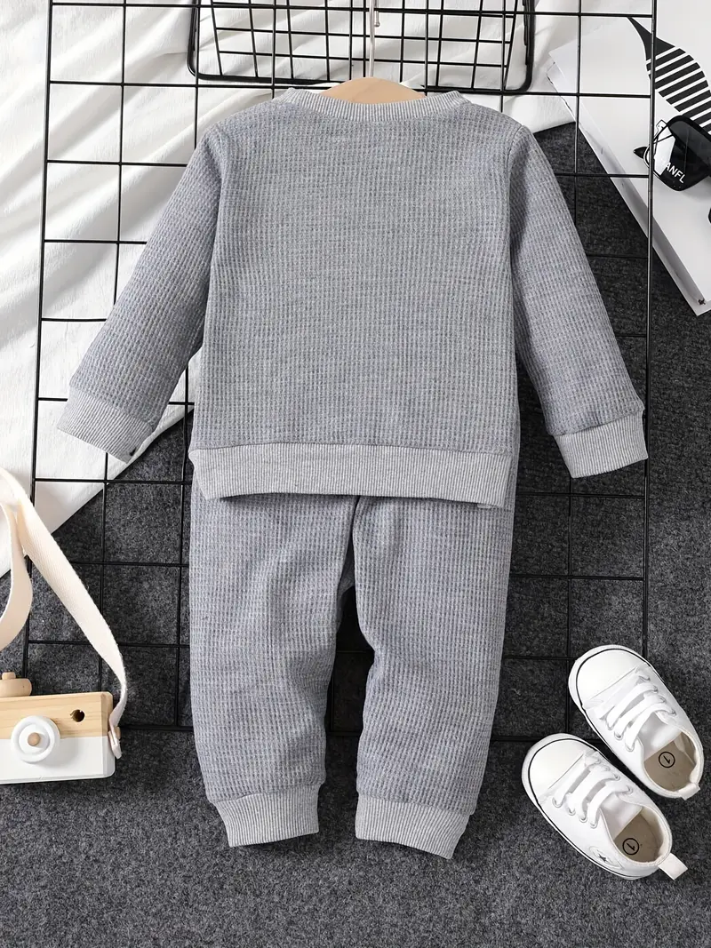 baby boys cute cartoon graphic casual set pullover top pants 2pcs outfit details 0