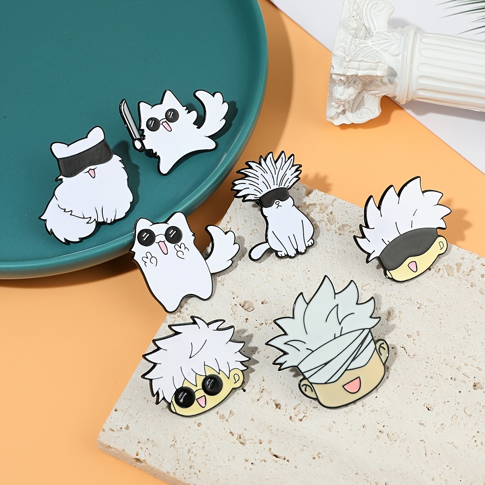 Medsor 5pcs Anime Pins Brooch Cute Glass Lapel Pins for Fans Cartoon Monster Pins Badge Backpacks Girl Boy Gift