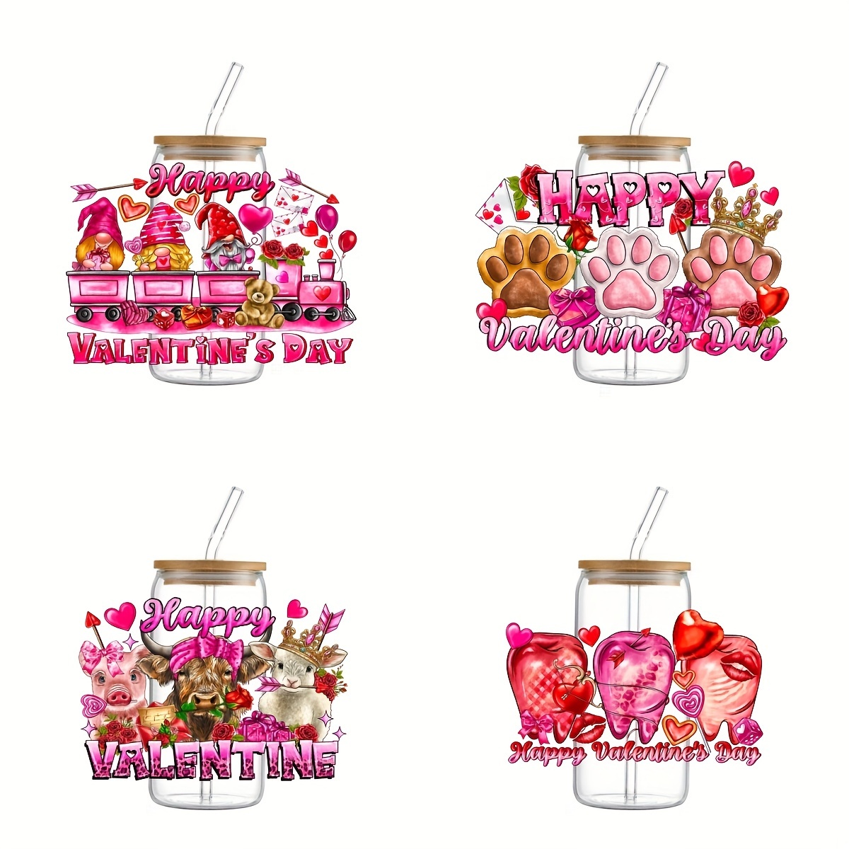 3d Uv Dtf Cup Wraps Sticker Valentine's Day Design Dtf - Temu