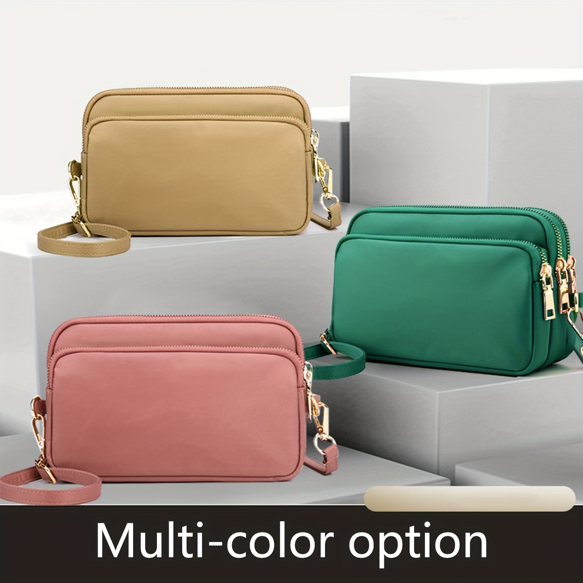 Multi Layer Crossbody Bag, Casual Nylon Shoulder Bag, Simple Clutch Purse  Wallet For Goin Gout - Temu