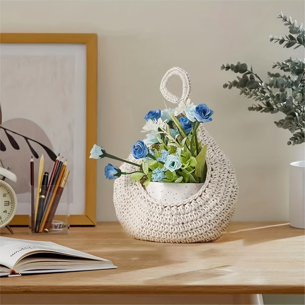 Cesta de algodón de yute, cestas de almacenamiento para colgar en la pared,  cesta de yute, cesta de decoración de pared, cesta colgante de plantas