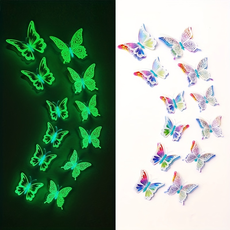 6 Artificial Feather Butterfly Butterflies Craft Home Wall Art Neon 3D  Decor