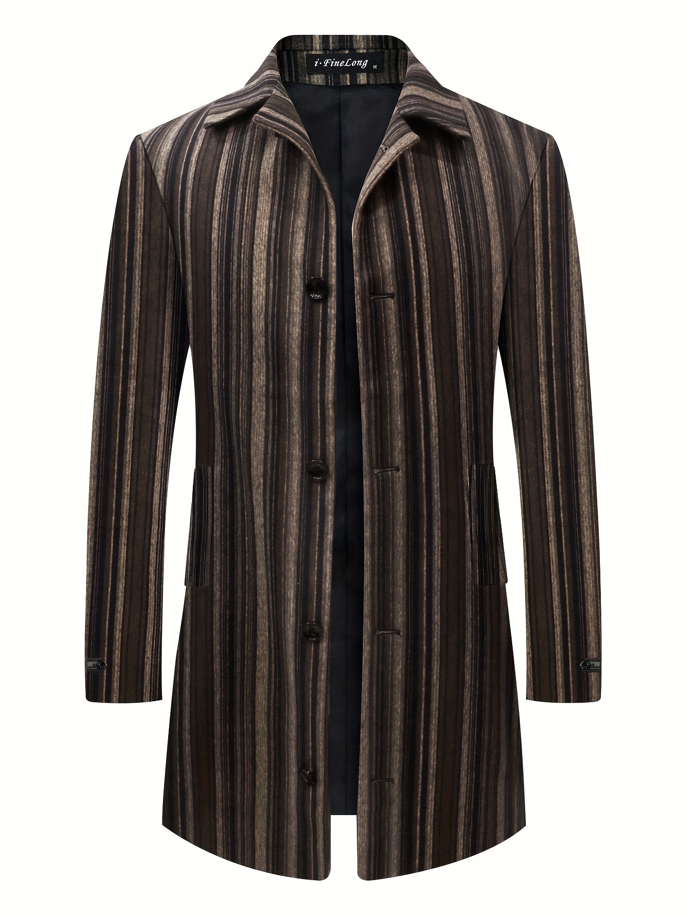 Gabardina para hombre de un solo pecho de longitud media, abrigo de manga  larga para invierno, abrigos elegantes para hombres