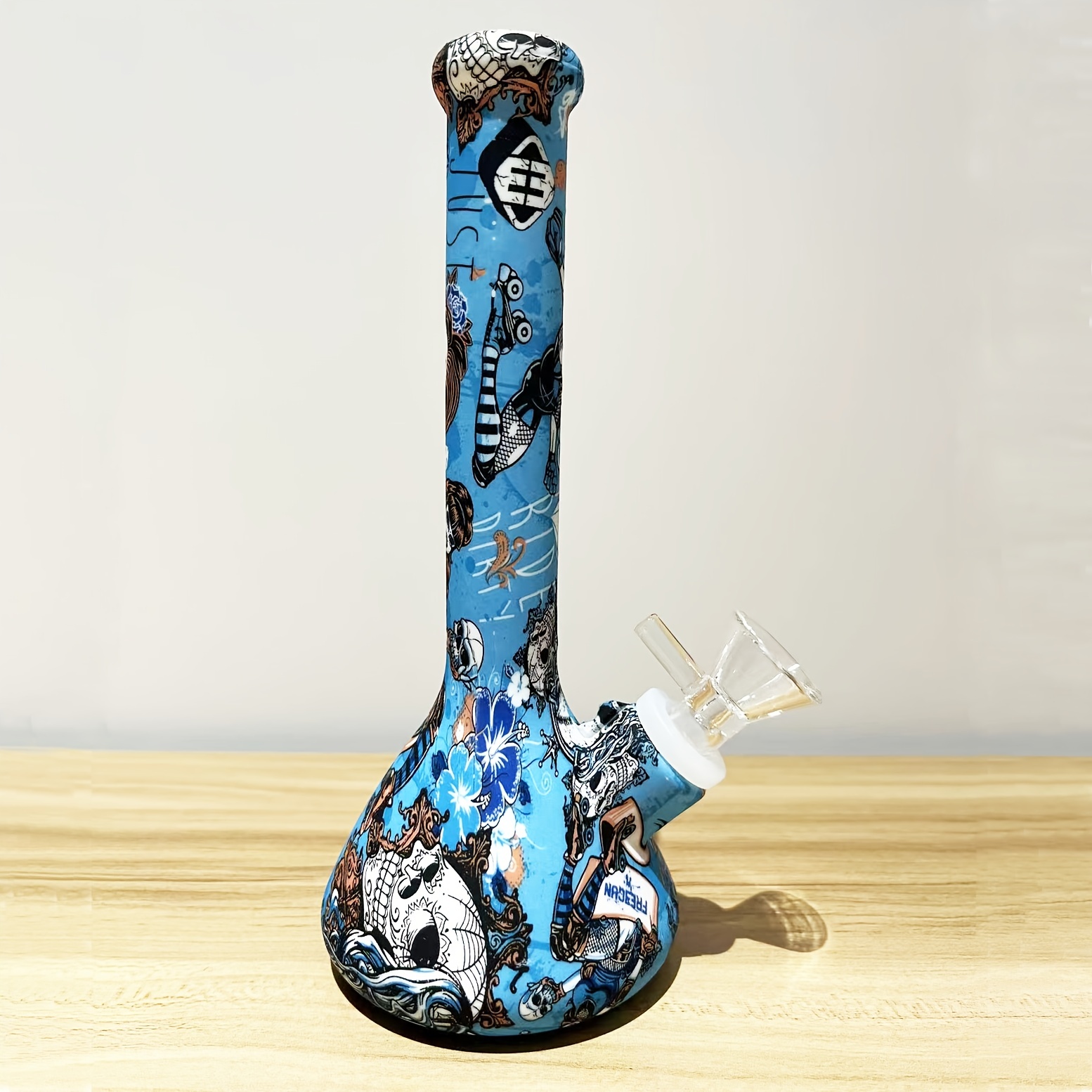 1pc 8 Hookah Silicone Water Pipe Bong Tobacco Precolator Bubbler Beaker Blue