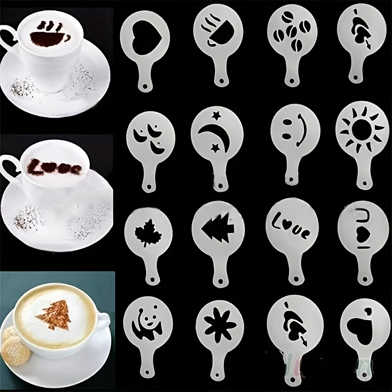 Set of coffee stencils. For drawing picture on cappuccino