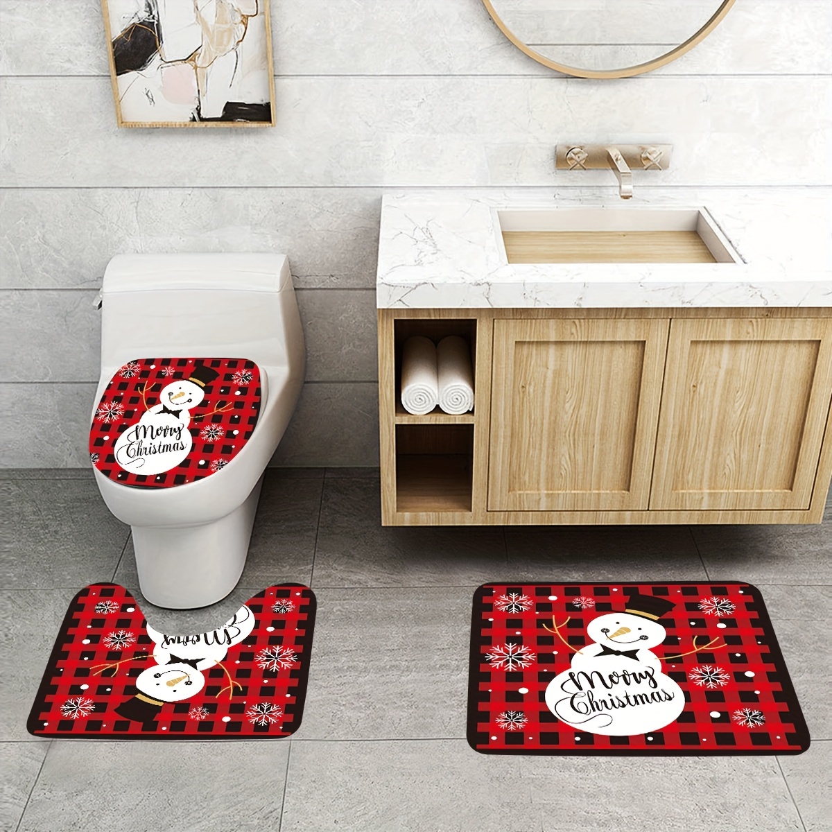 Christmas Bathroom Accessory Sets of 4, Christmas Bathroom Decor