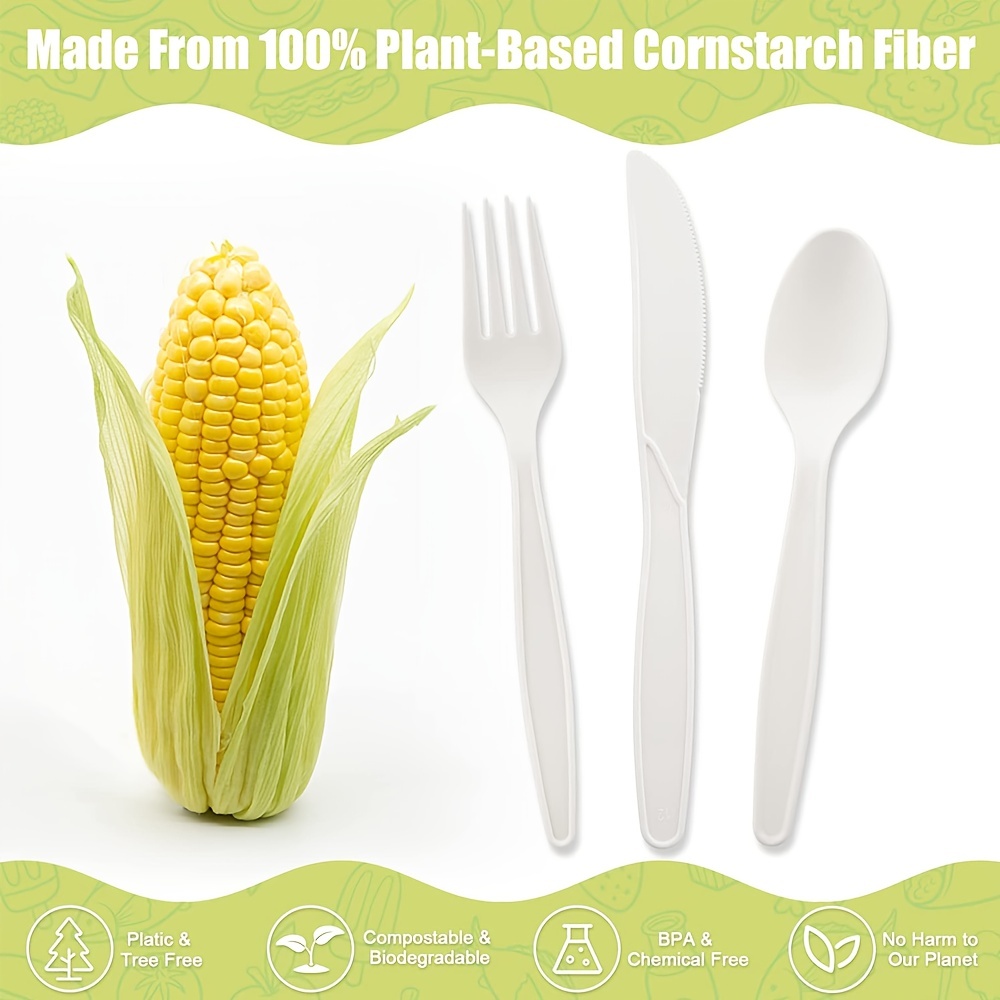 100% Compostable Knives - Disposable Eco Knife Utensil Sets - Eco Friendly Alternative to Plastic Knives, Size: 7.1 in
