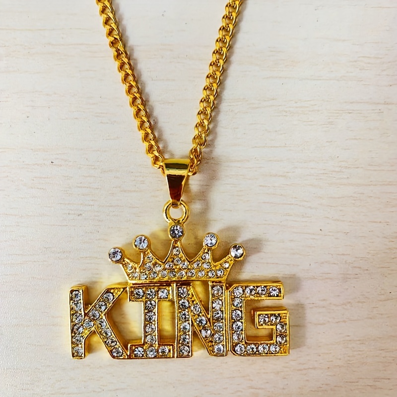 Image of 1pc Men's & Women's Iced-out Cuban Chain Necklace With K Plating - Iced-out Pendant Suitable For Daily Wear, Parties, Gift