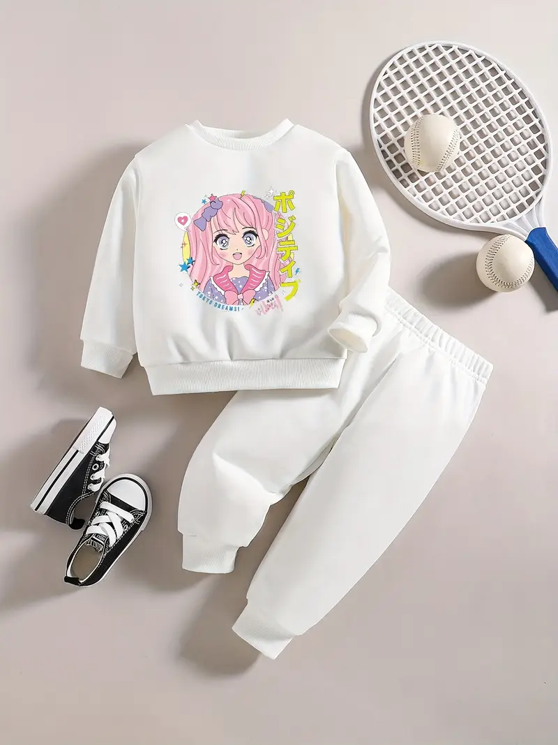 Roupa De Bebê Fofo Com Estampa De Anime 2 Peças - Conjunto De Moletom  Casual Infantil Com Calça Para Outono Inverno - Temu Portugal