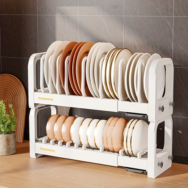 Plate Rack Kitchen Organizer Countertop Pot Cover Holder Cabinet