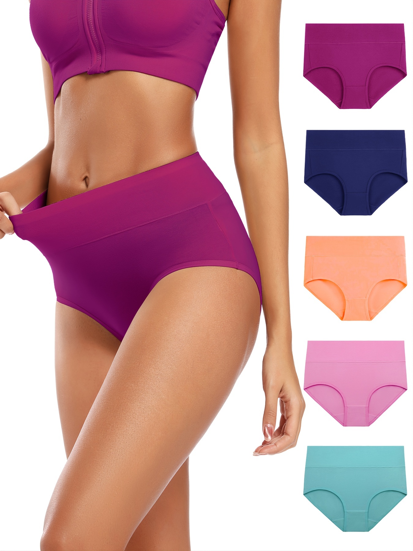 Simple Solid Bikini Panties Comfortable Breathable High - Temu