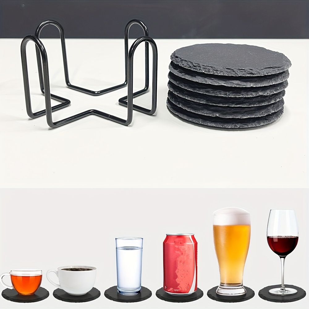 Round Stone Coasters Wire Rack Coffee Cup Coasters Wine - Temu