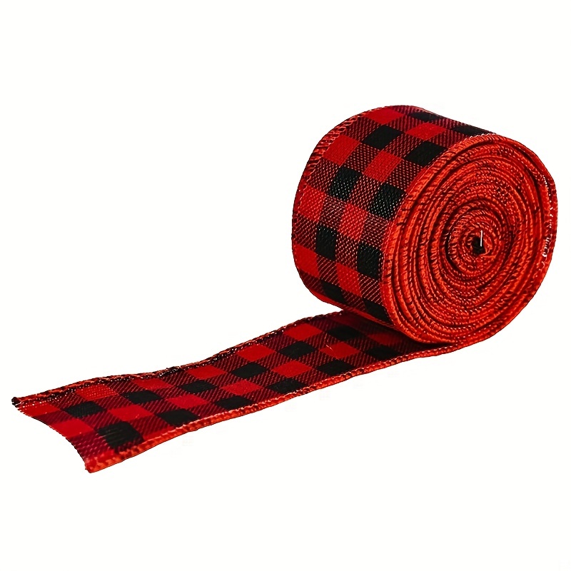 19.6 Yard 2.5 inch Wide Buffalo Plaid Ribbons Wired Edges, 2 Rolls Black  and White Checkered Ribbon for Christmas Tree Gift Decorations