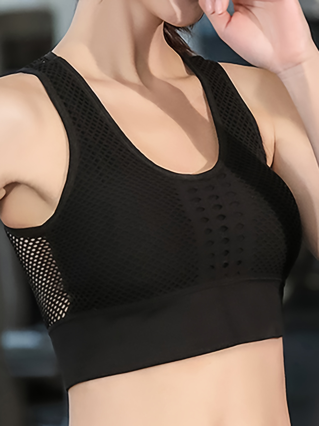 Fishnet Stitching Sports Bra Comfy Breathable Running - Temu