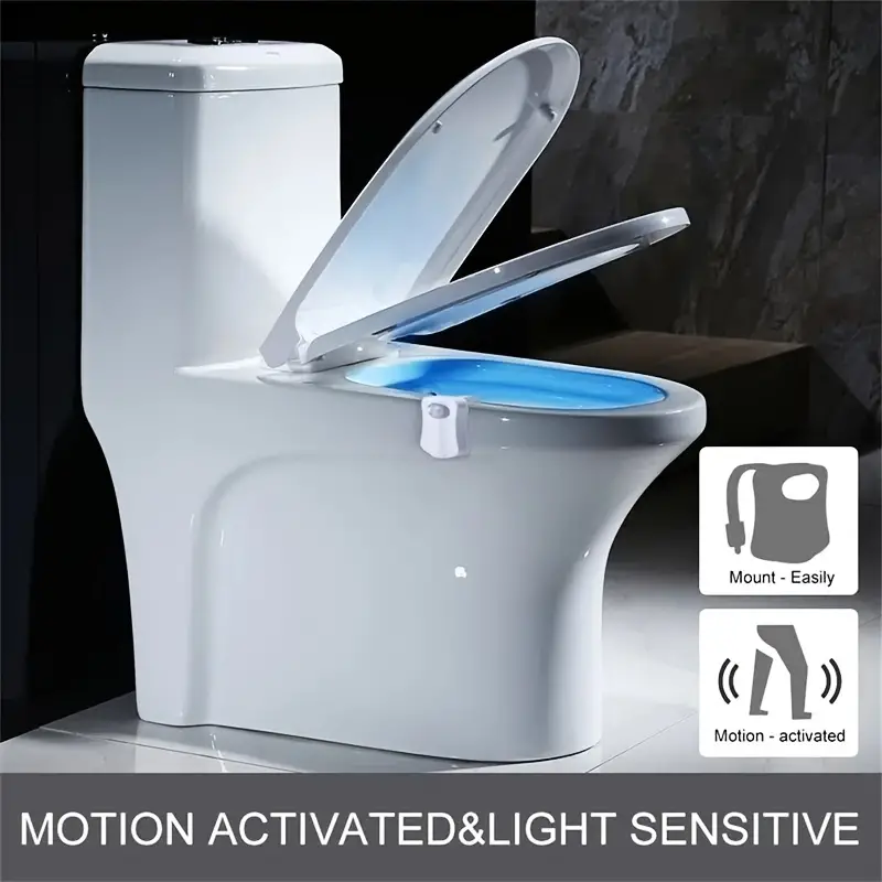 Toilet Night Light, Pir Motion Sensor Toilet Lights Led Washroom Night Lamp  8 Colors Toilet Bowl Lighting For Bathroom Washroom - Temu