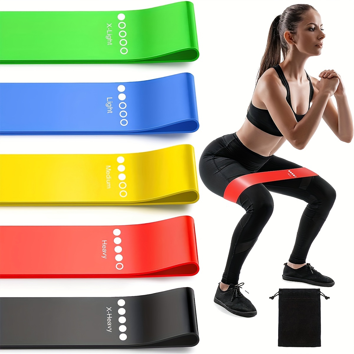5pcs/Set Yoga Elastic Resistance Bands, TPE Exercise Workout Stretch Bands,  Body Training Equipment For Booty Legs, Pilates, Fitness