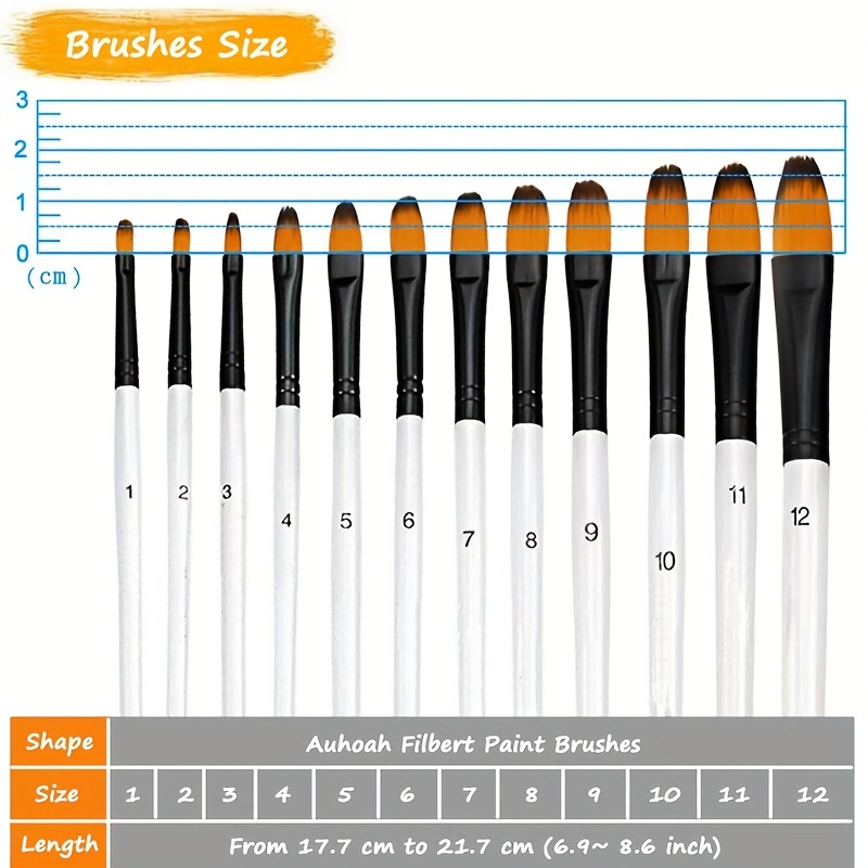 Professional Filbert Paint Brushes Set Synthetic Nylon Tips - Temu