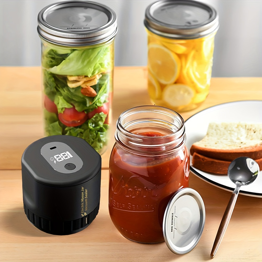 

1pc Electric Mason Jar Vacuum Sealer Kit Cordless Automatic Jar Sealer Kit For Food Storage And Fermentation With Mason Jar Lid Kitchen Stuff Kitchen Accessories Home Kitchen Items