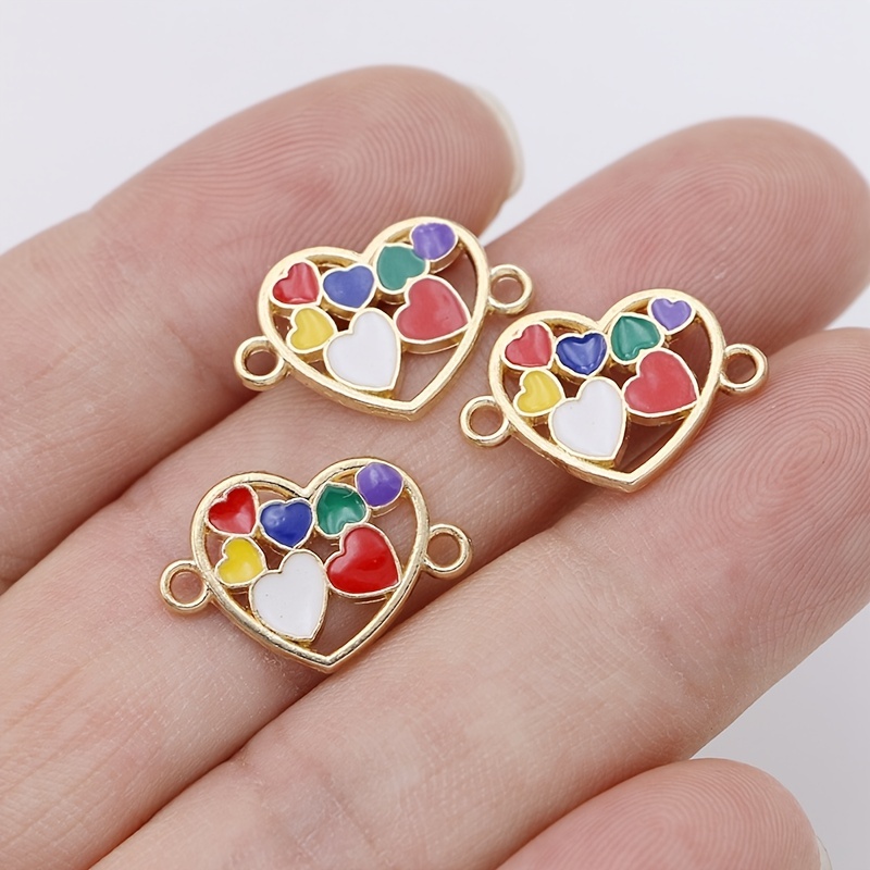 Mix Lot Gold Plated Enamel Heart Charms For Jewelry Making - Temu