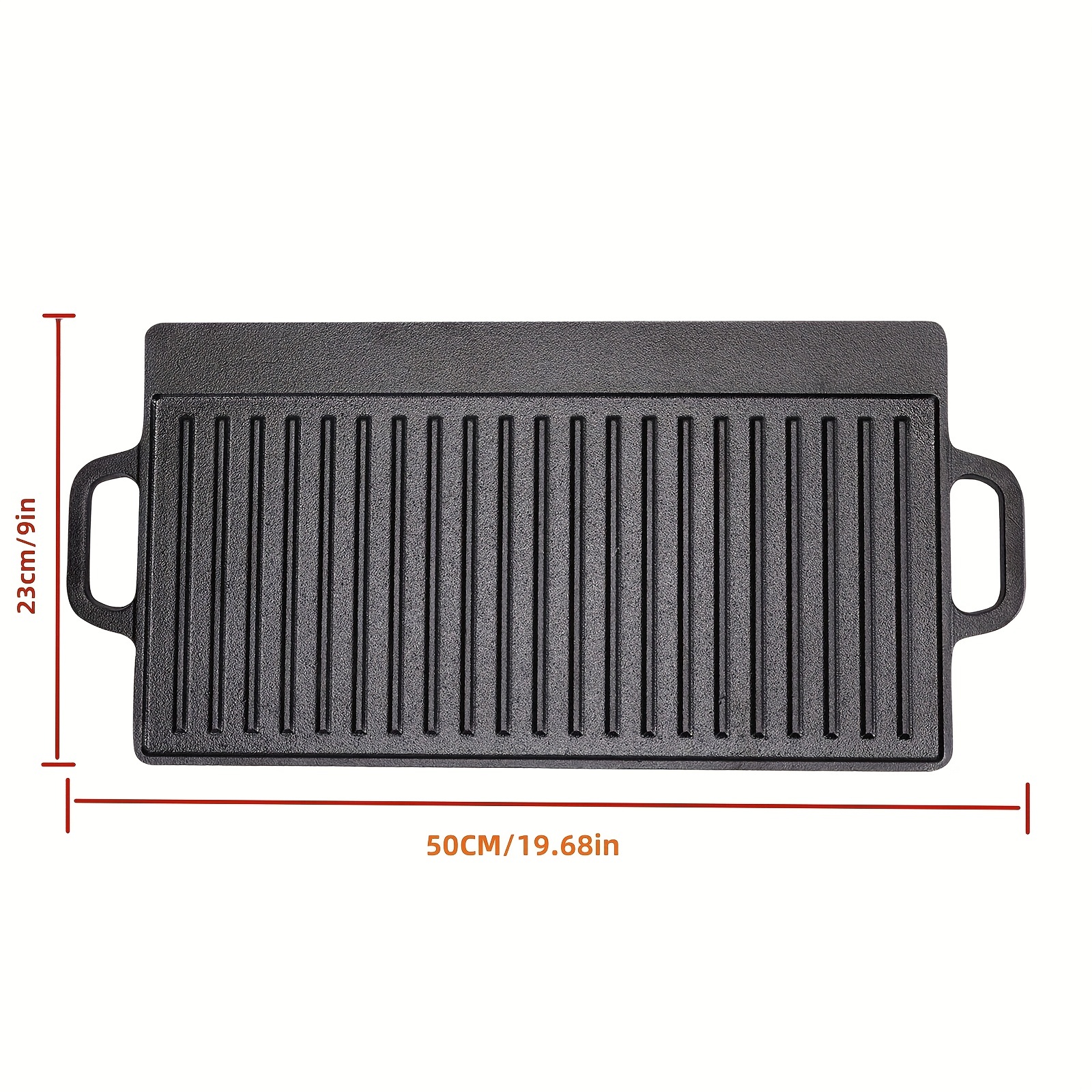 Cast Iron Reversible Griddle Grill Pan - Non Stick Skillet Bbq Hot