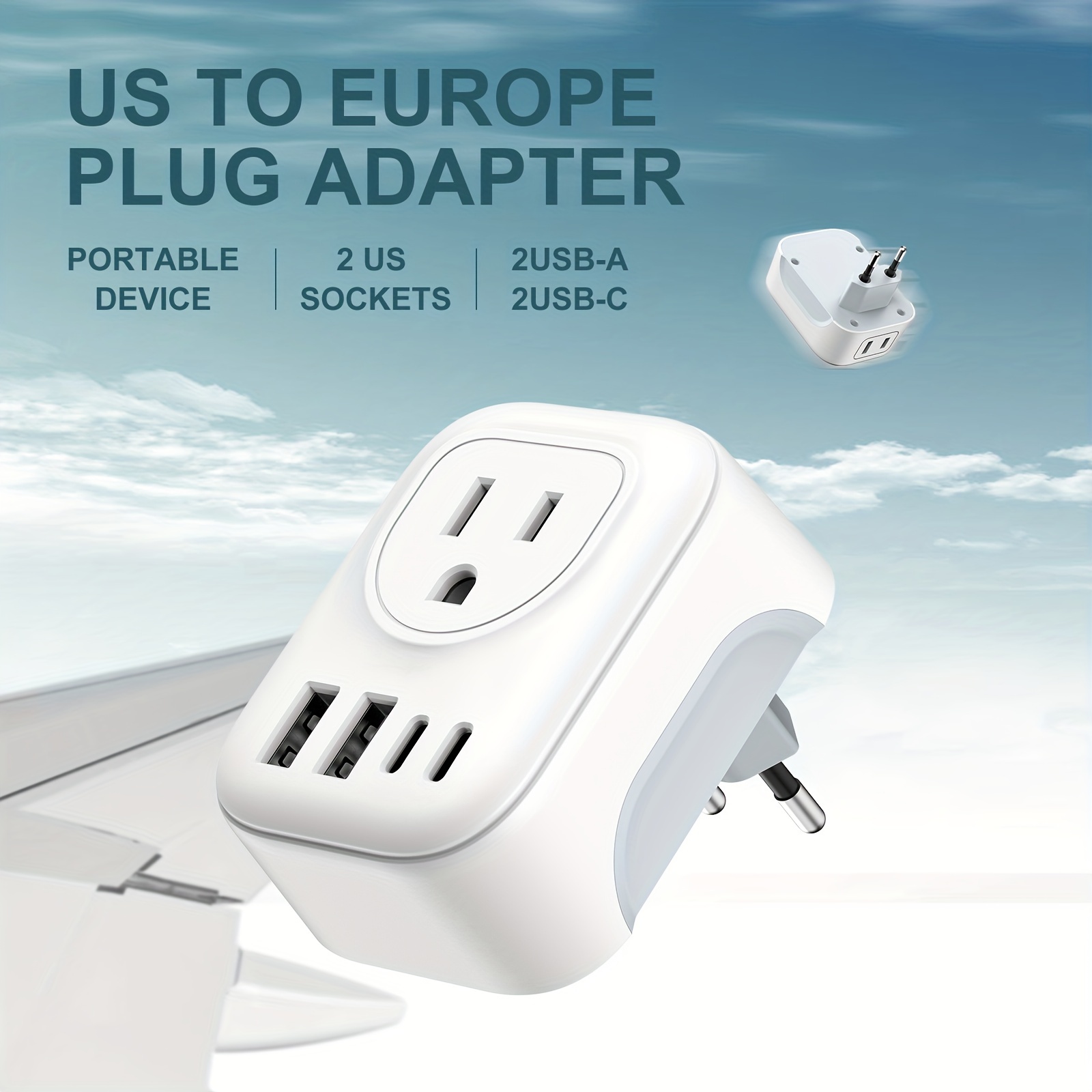 Universal Travel Plug Adapter 2 Usb Port World Travel Ac - Temu