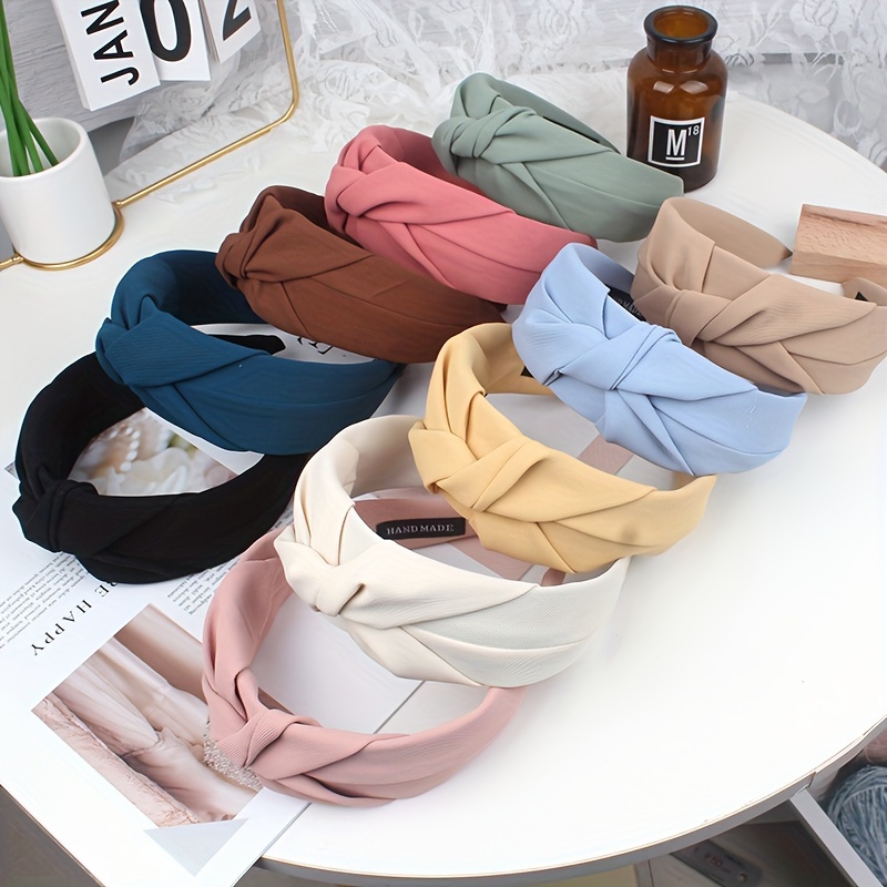 

Criss Cross Headband Solid Color Head Hoop Sweet Hair Band Simple Style Wide Hair Band For Women