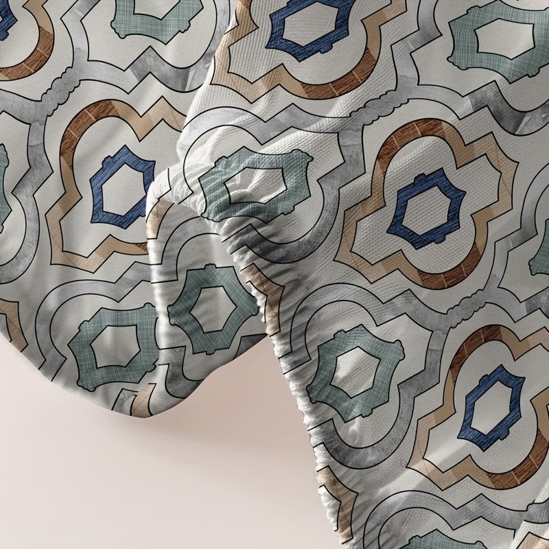 Brushed Fitted Sheet Soft Comfortable Geometric Pattern - Temu