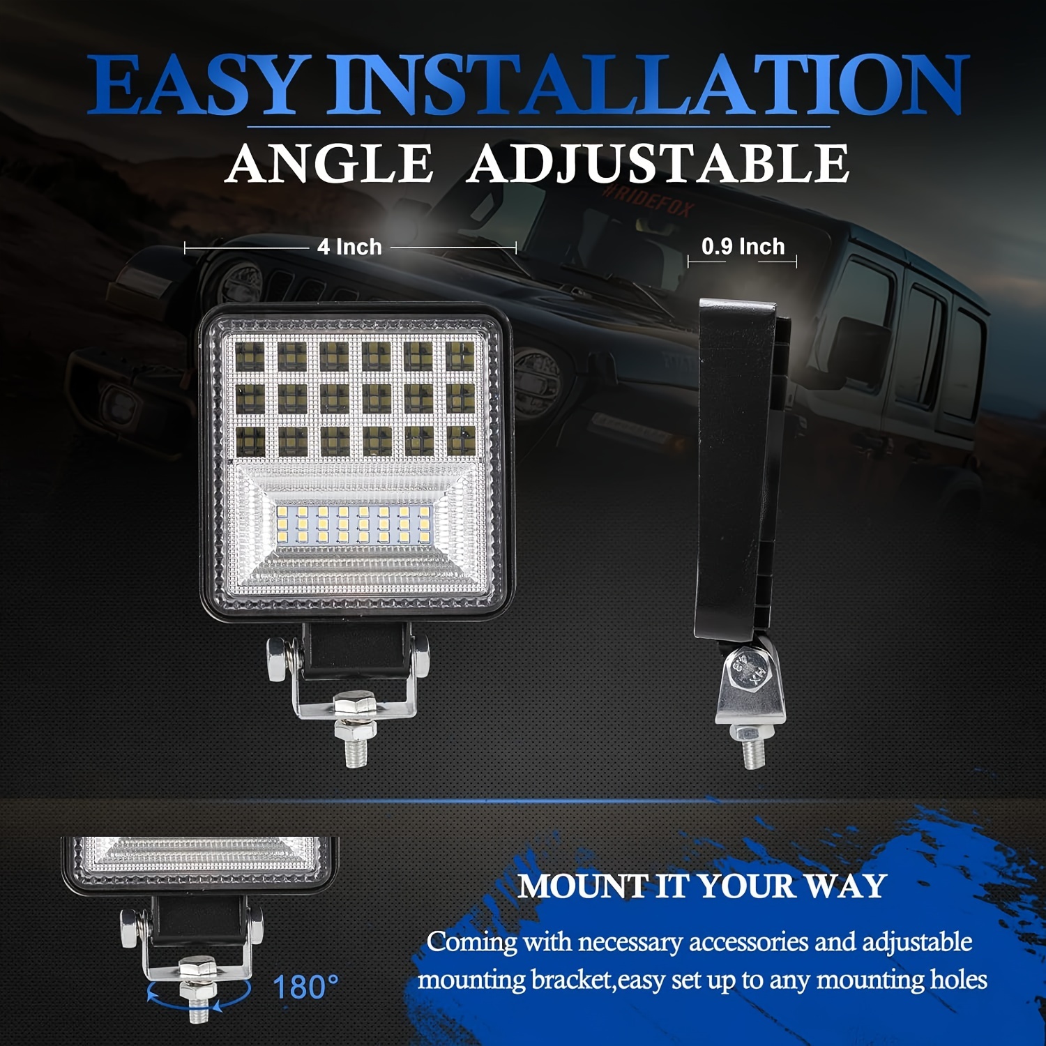 22 LED Work Light Bar 3 Row Offroad 4x4 ATV Car Fog Driving Lamp 12V 24V Combo