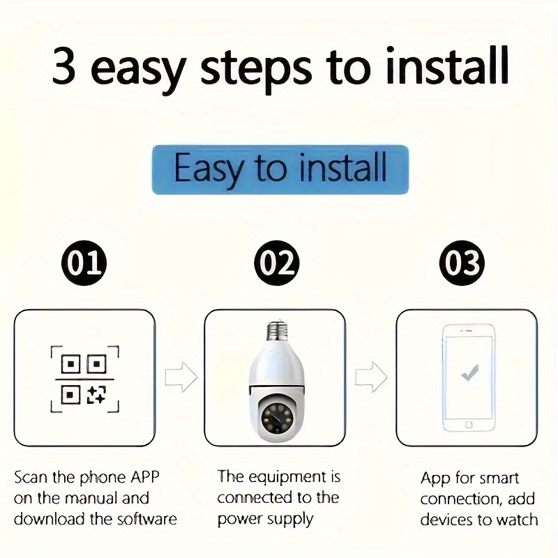 умная камера лампа e27 панорамный обзор Wi-Fi включен обнаружение движения оповещения ночное видение двусторонний звук детали 9