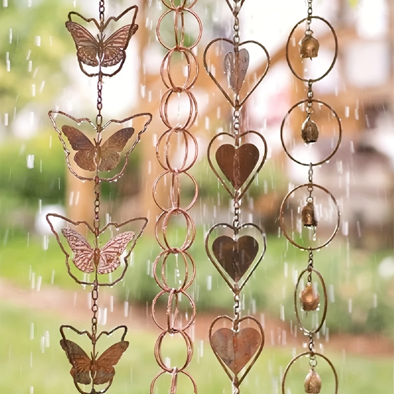 Tongliya 1 String Of Metal European And American Retro Metal Butterfly Turtle Wrought Iron Wind Chimes Home Garden Decoration Red Copper Pendant Butte