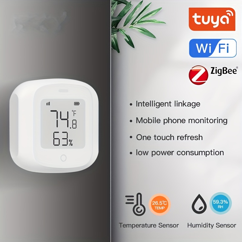 WiFi Hygrometer Thermometer Sensor: Smart Temperature Humidity Monitor,  with Remote Monitor and TUYA APP Notification Alert, High Precision Indoor