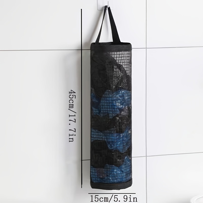 Soporte para bolsas de plástico, soporte para bolsa de comestibles,  dispensador de bolsa de almacenamiento colgante de malla (negro, 2 paquetes)