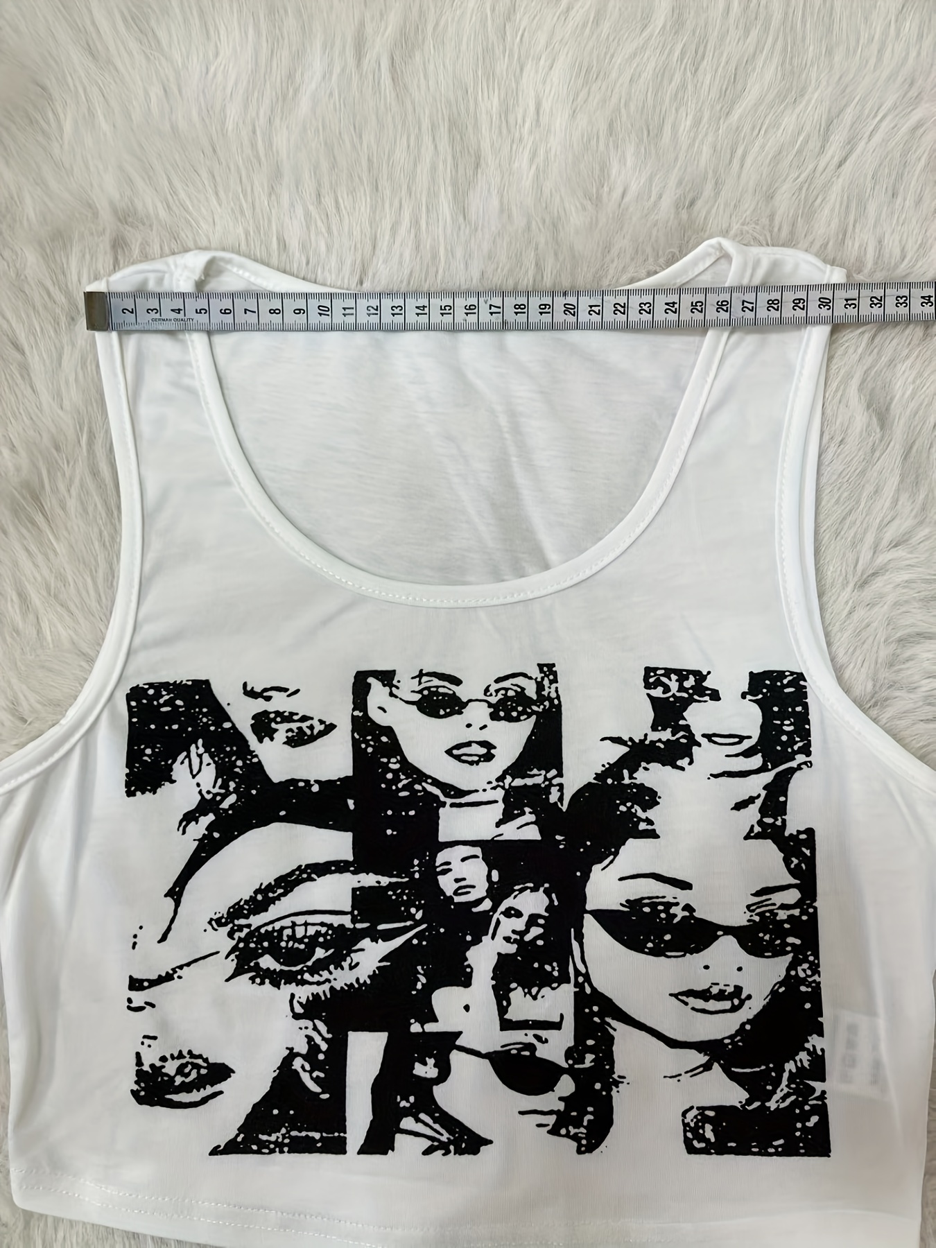 Y2k Portrait Print Tank Top Sexy Crew Neck Summer Sleeveless - Temu