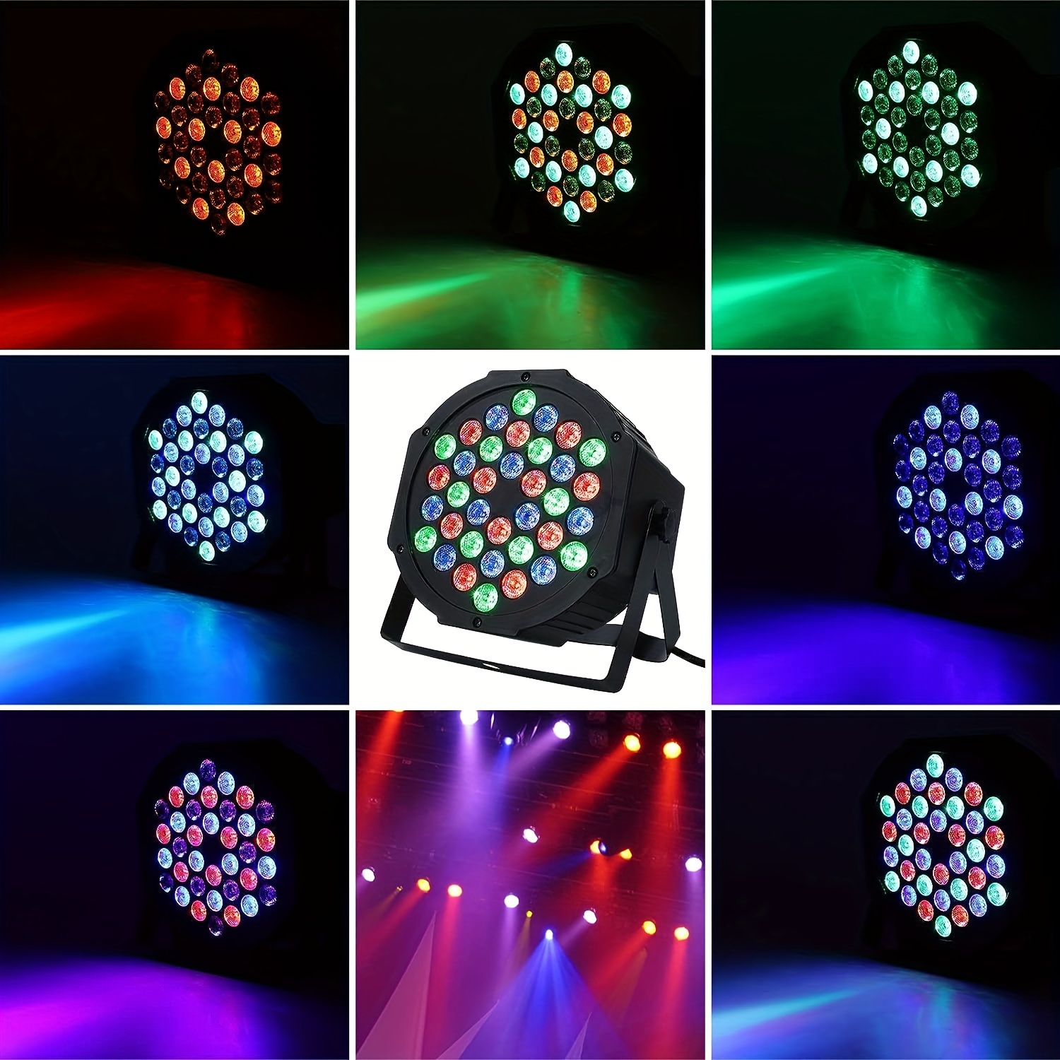 Luces LED para DJ de escenario de 36 W, 9 LED, RGBW, control remoto y DMX