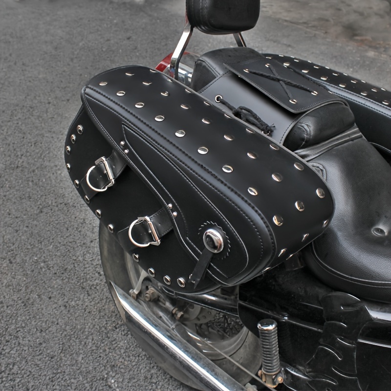 2pcs Motorcycle Bag Rivet Bag Large Capacity Motorcycle Bag Faux Leather  Motorcycle Luggage Bag Universal Motorcycle Accessories - Automotive - Temu