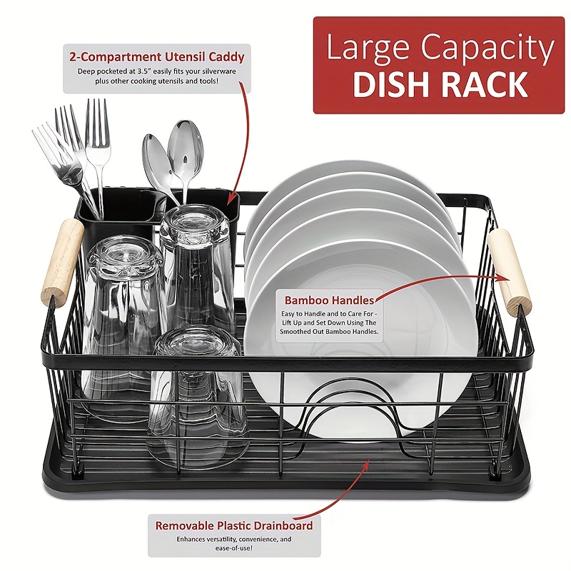 Dish Drying Rack for Kitchen Counter, 2 Tier Dish Racks with Drainboard  Set, Detachable Large Dish Drainer with Utensils Holder - AliExpress