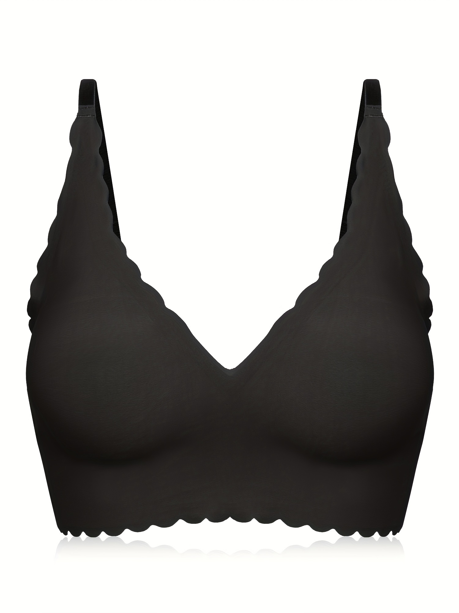 Scallop Trim Wireless Bra Comfy Seamless Skin friendly Bra - Temu