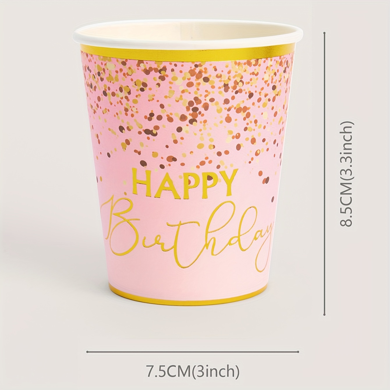 Happy Birthday Paper Cups Light Gold Foil Happy - Temu Canada