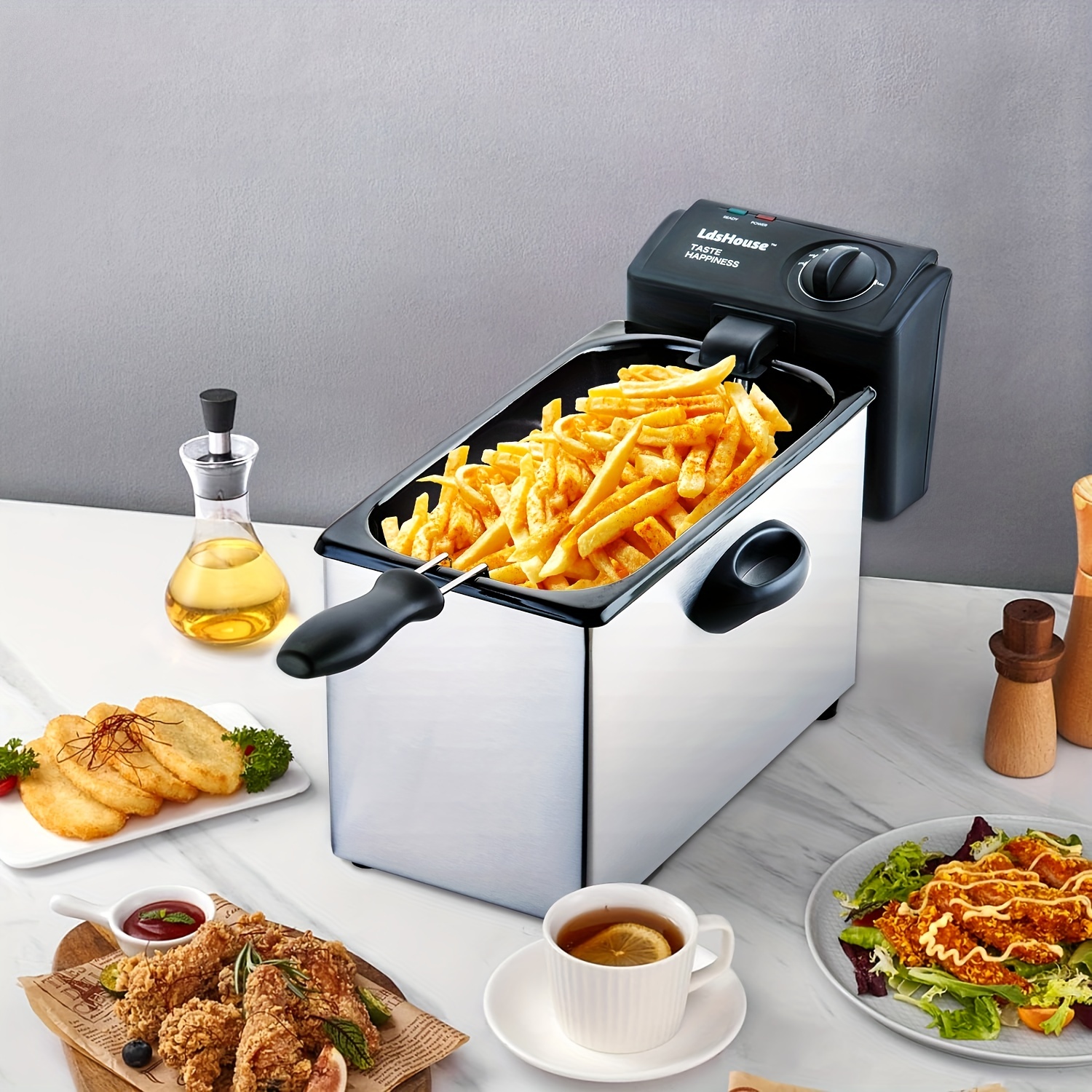 Ldshouse Professional Grade Electric Deep Fryer With Basket & Removable Lid  With View Window, 1800 Watts, 9 Cups / 3.5 Liters Oil Capacity, Stainless  Steel For Home Cooking - Temu Japan