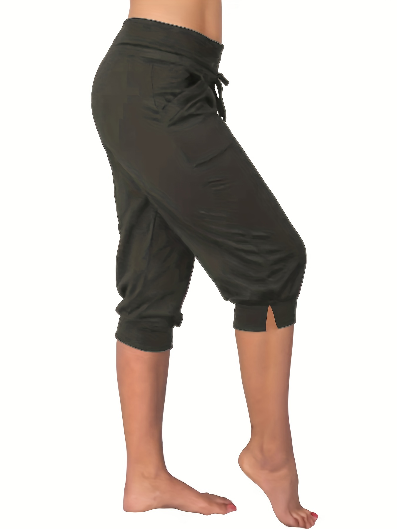 Plus Size Casual Pants Women's Plus Solid Drawstring Slight - Temu