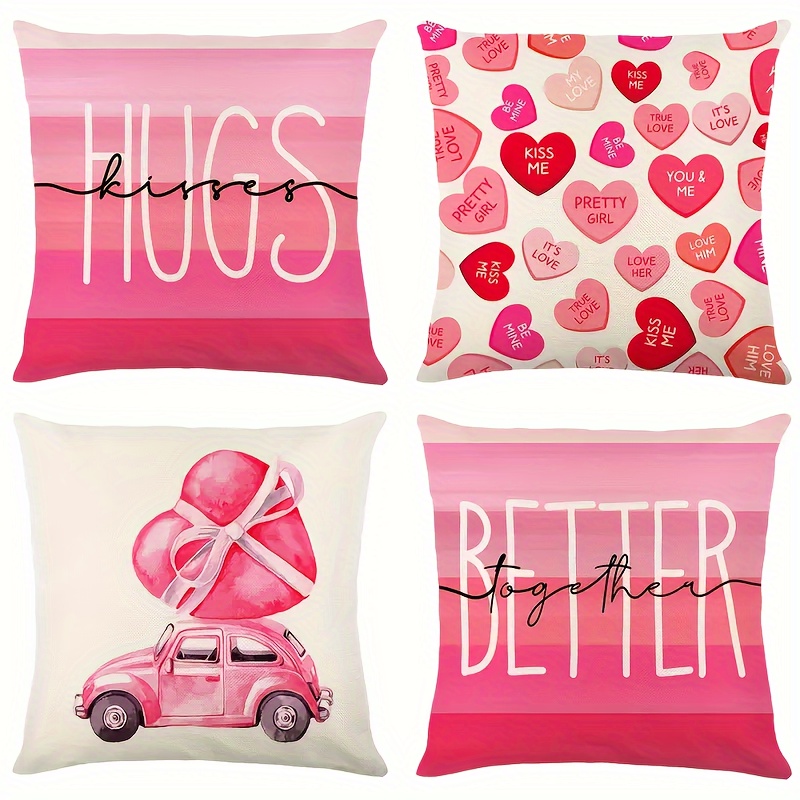 4pcs Valentine's Day Pillowcases, Cute Pillowcases, Bedroom Office