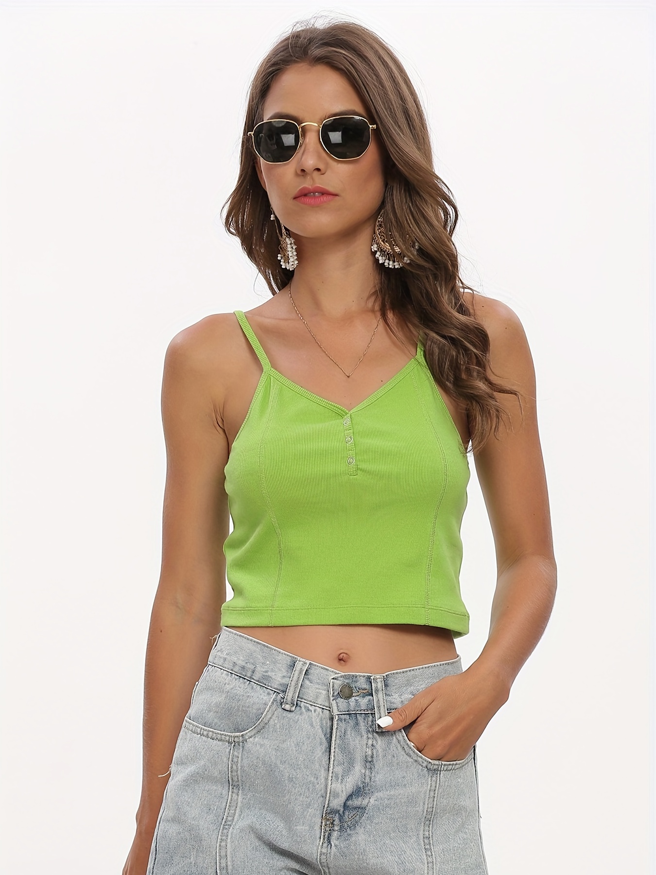 Lime green outlet spaghetti strap top