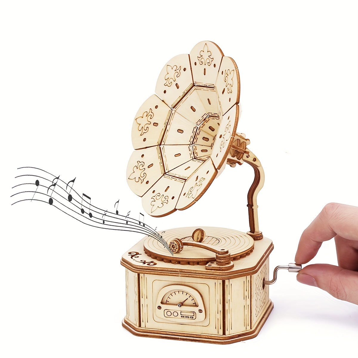 

3d Wooden , Gramophone Music Box 3d Three-dimensional Wooden Handmade Toy Tabletop Decoration Holiday Gift Wooden Crafts, Child Youth Birthday/christmas Gift