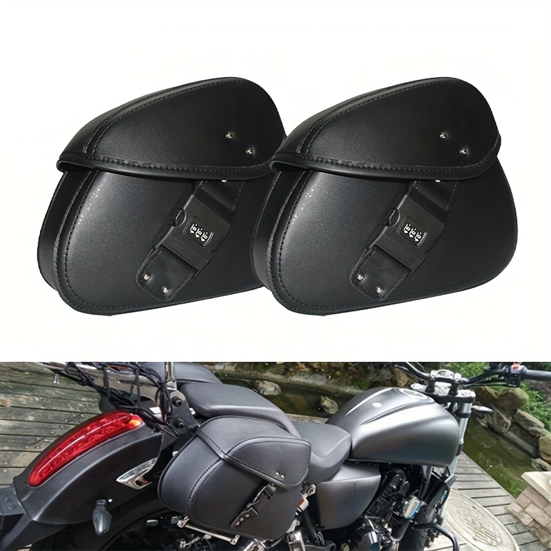 2Pcs PU Leather Universal Motorcycle Side Saddle Bags Saddlebags